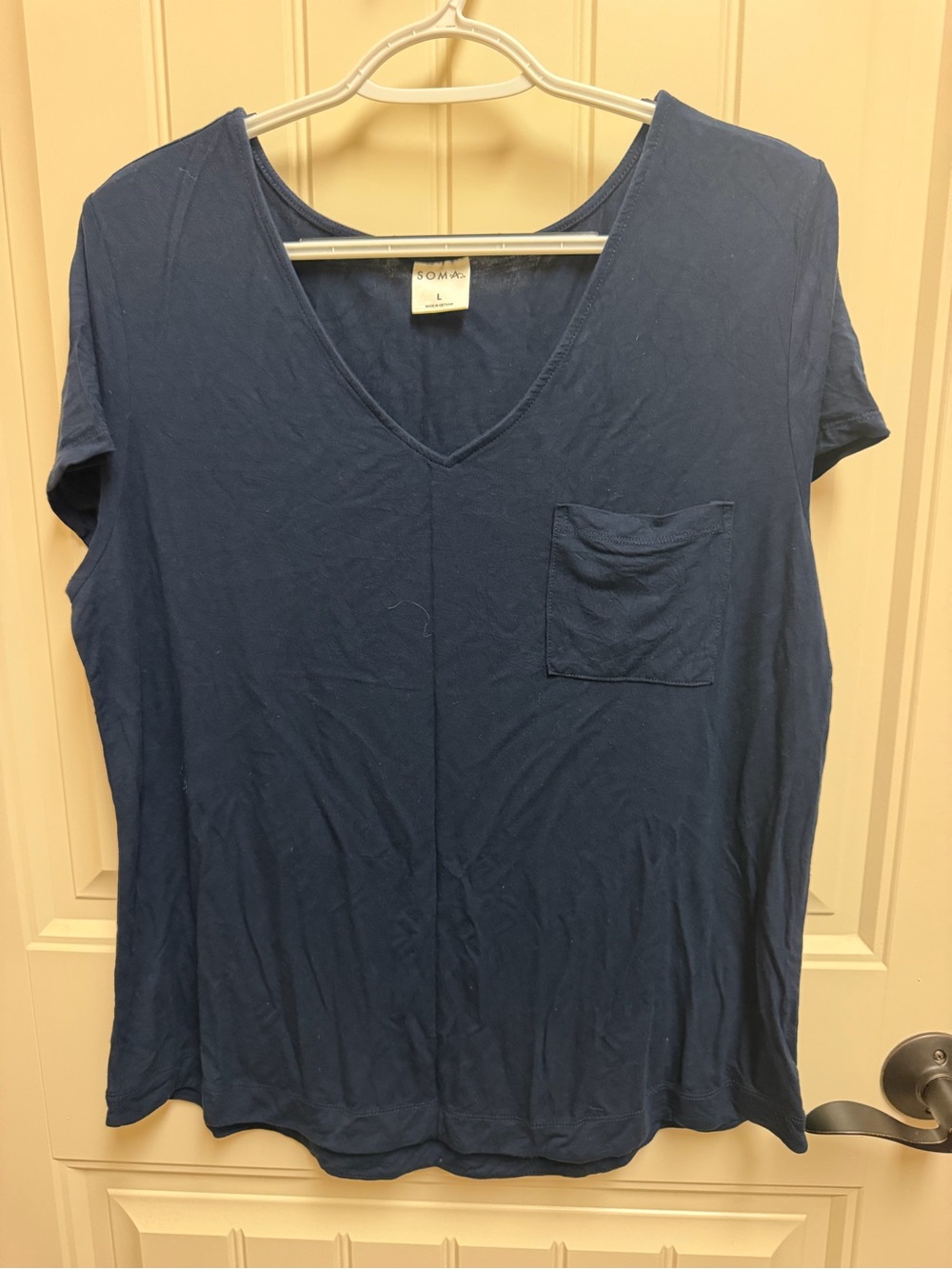 Soma Navy V-Neck Pocket Tee